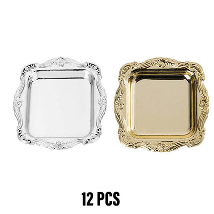 Plastic Square Plates 12pcs Small Reusable Serving Dishes for Party Dinner