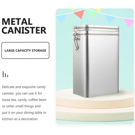 Tea Storage Canister Airtight Coffee Beans Container Iron Food Sealed Jar