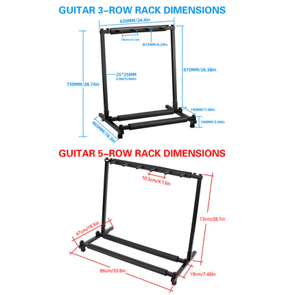 Multi Guitar Stand Guitar Rack Padded Folding Design Hold 3/5 Guitars Adjustable