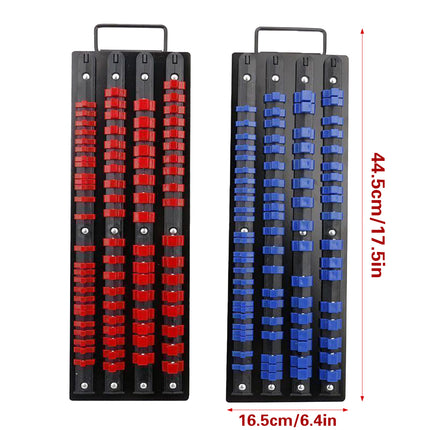 Socket Rack 4 Row 1/4 3/8 1/2 Drive Rail Wall Mounted Tool Holder