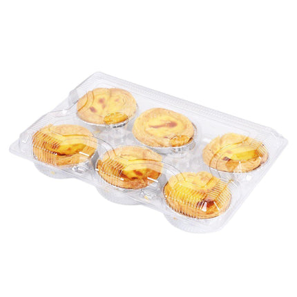 100PCS Transparent Plastic Egg Tart Box Disposable Bakery Packing Container