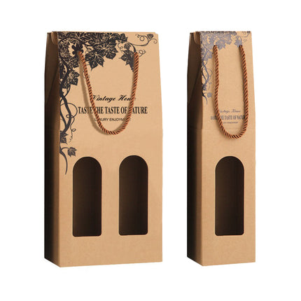 10PCS Red Wine Paper Bags Brown Paper Gift Bags Single/Double Bottle Carrier