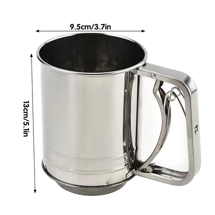 Stainless Steel Handheld Flour Sieve Home Filter Mesh Sieve Baking Tool Durable