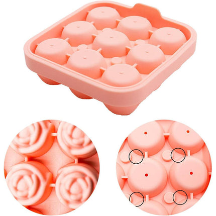 Rose Silicone Ice Ball Mould Box Ice Compartment Tray for Home Bar Drink Making