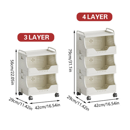 Movable Rolling Cart Storage Shelf With Wheels For Home Kitchen Bathroom Durable