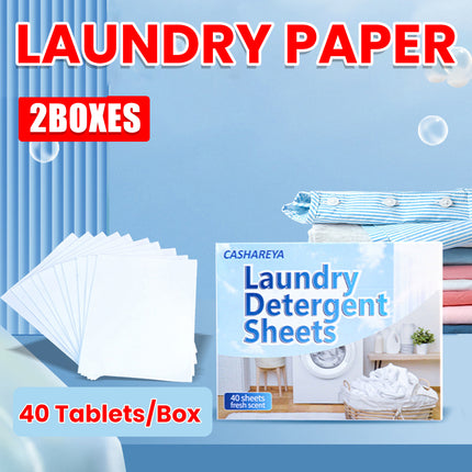 2 Boxes 80 Sheets Concentrated Laundry Detergent Sheets Active Stain Removal