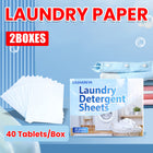 2 Boxes 80 Sheets Concentrated Laundry Detergent Sheets Active Stain Removal