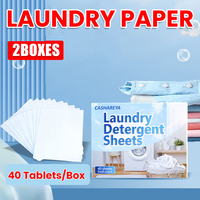 2 Boxes 80 Sheets Concentrated Laundry Detergent Sheets Active Stain Removal