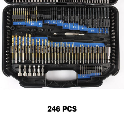 246pcs Drill Bit Set Hole Opener Drills Kit Metal Wood Plastic DIY Power Tools
