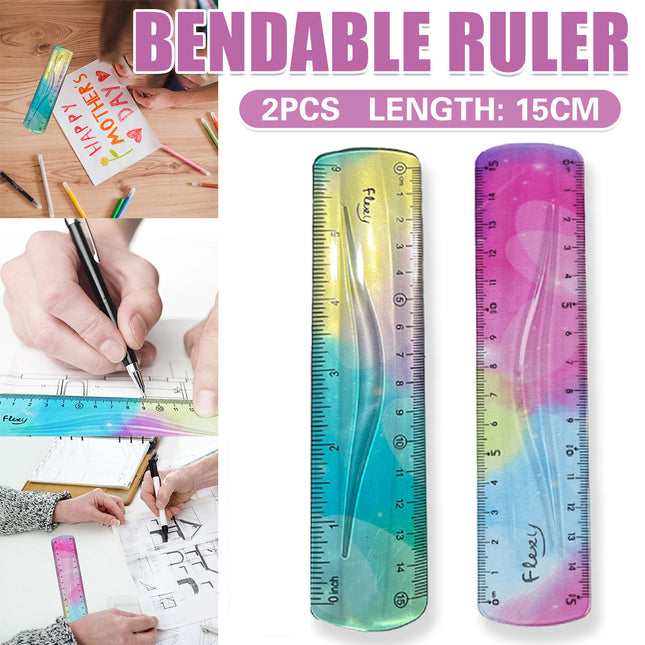 4pcs Colourful Bendable Soft Ruler 15cm Foldable Flexible Measuring Ruler Set