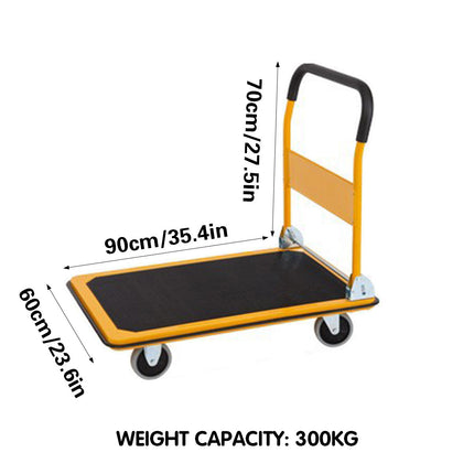 Large Heavy Duty Foldable Flatbed Trolley Cart Steel Frame Rubber Wheels Moving