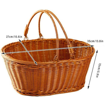 Portable Picnic Basket Imitation Rattan Storage Basket for Carrying and Picking