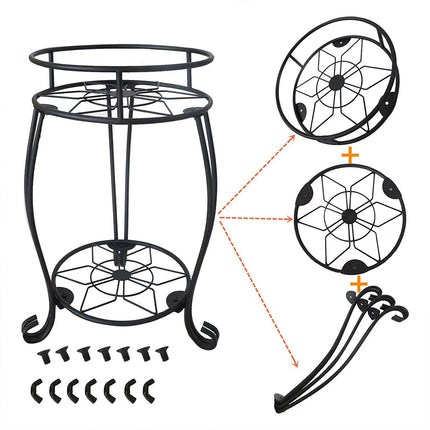 Foldable Plant Stand 2 Tier Metal Flower Shelf for Indoor Outdoor Garden Use