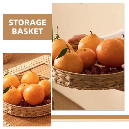 2pcs Rattan Fruit Tray Decorative Storage Trays Multipurpose Shelving Organizer