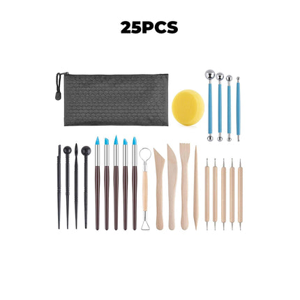 Pottery Clay Tool Set 25 or 61PCS Wooden Handle Sculpting Ceramic Art DIY