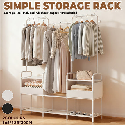 Simple Clothes Rack Steel Frame Non-Woven Fabric Durable for Bedroom Storage Use