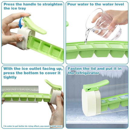 2pcs Press Ice Cube Tray 6 Grid Small Mould with Lid Ice Storage Box for Freezer