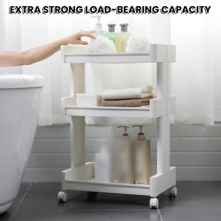 Bathroom Multi-Tier Mobile Storage Rack with Wheels Space-Saving For Bath Tools