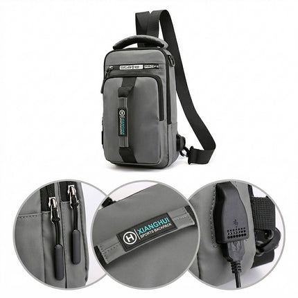 Large Capacity Multi Functional Shoulder Bag with USB Port Water Resistant