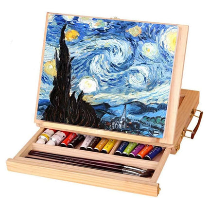 Desktop Solid Wood Easel With Drawers Adjustable Wood Desk Table Easel for Draw