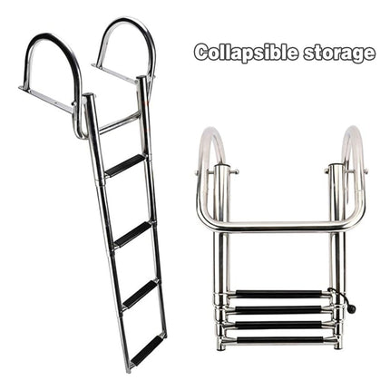 Marine Folding Ladder Yacht Telescopic Step Ladder with Arched Handrail for Boat