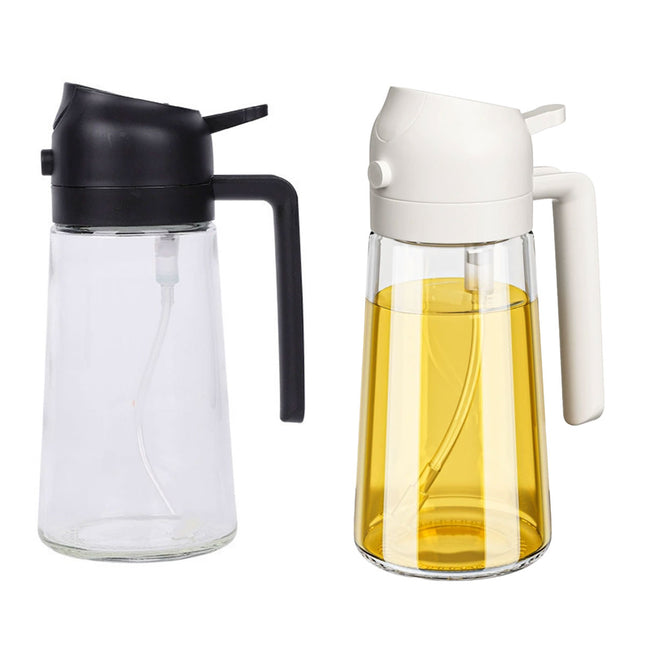 2-in-1 470ml Glass Oil Bottle Spray Pour Automatic Pressure Control Kitchen Tool