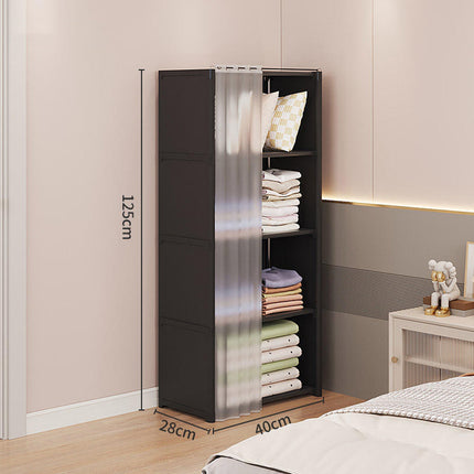 Simple Bookshelf Storage Rack with Dust Proof Curtain for Bedroom Living Room