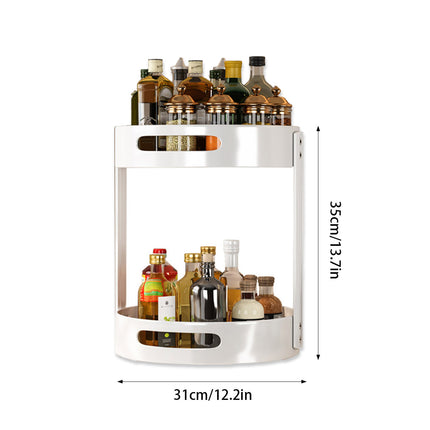 Rotating Seasoning Storage Rack 2 Tier Kitchen Condiment Spice Organiser Round