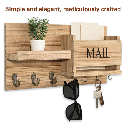 Wooden Wall Mounted Key Holder Storage Rack Door Hook Hanger Coat Rack Organizer