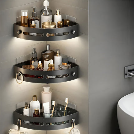 Three-layer Bathroom Triangular Shelf Basic Model Hole-free Storage Towel Rack