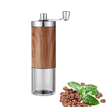 Manual Hand Crank Coffee Grinder Adjustable Burr Mill Wood Grain Portable