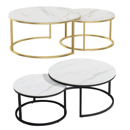 Round Tea Table Living Room Rock Plate for Home Coffee Table Modern Decor