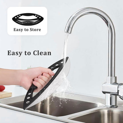 Pizza Cutter Food-Grade Stainless Steel with Protective Cover Black