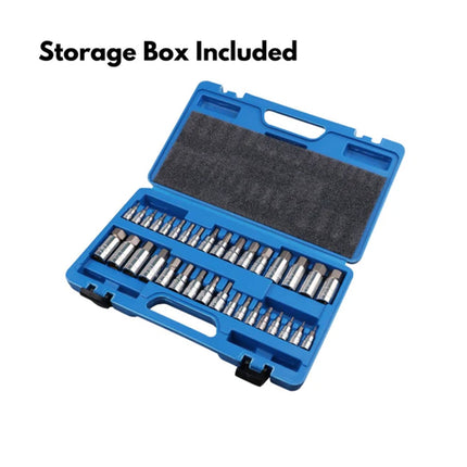34 Piece Bit Socket Set Hex Torx Spline Chrome Vanadium Steel Mechanic Tool Case