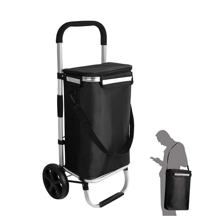 Folding Shopping Cart with Wheels Portable Utility Trolley Grocery Storage Bag