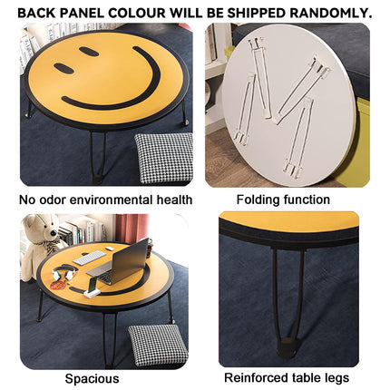 Foldable Small Table with Smiley Face Pattern Childrens Study Desk Play Table