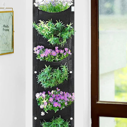 Vertical Wall Hanging Planting Bag 6 Pockets Flower Grow Pouch Planter Garden
