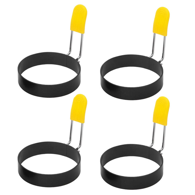 4 Pcs Omelette Rings Nonstick 430 Stainless Steel with Silicone Sleeve