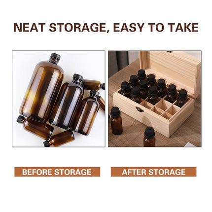 Large Capacity Solid Wood Essential Oil Storage Box 15 Grid Organizer Durable