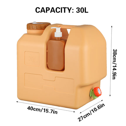 30L Camping Water Storage Tank with Soap Dispenser Leak Proof Easy to Carry