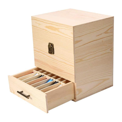 Three Tier Wooden Essential Oil Storage Box with Drawer