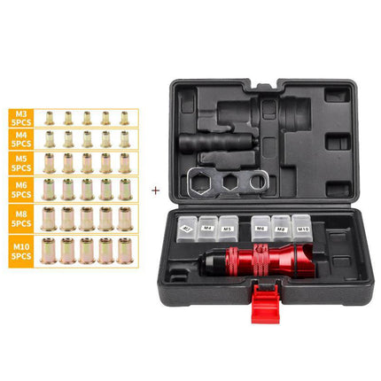 Rivet Nut Setter Drill Adapter M3-M10 with 30 Rivet Nuts Hardware Repair Kit