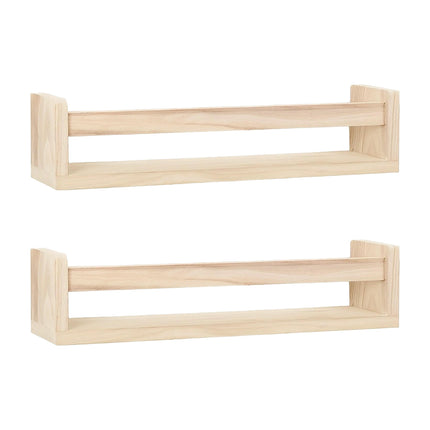 2PCS Solid Wood Wall Mounted Shelf Sturdy Durable Easy Installation Home Decor