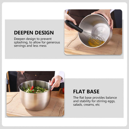 Food-Grade Stainless Steel Mixing Bowl with Lid - Deep Kitchen Prep Basin