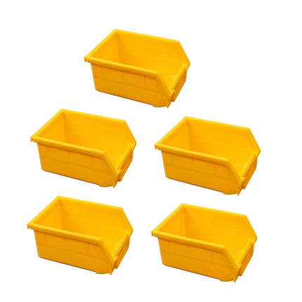 Yellow Plastic Parts Bins 5 Pack 14x10.5x7.5cm