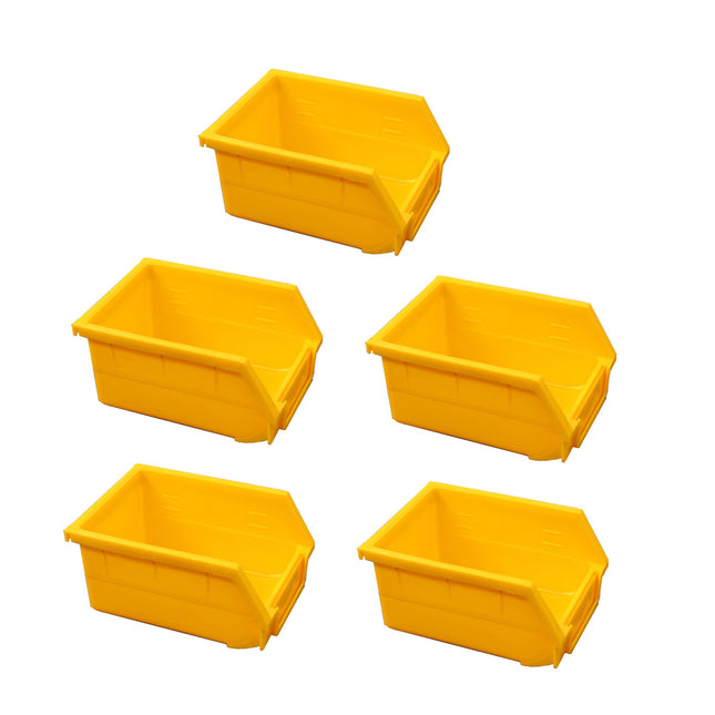 Yellow Plastic Parts Bins 5 Pack 14x10.5x7.5cm