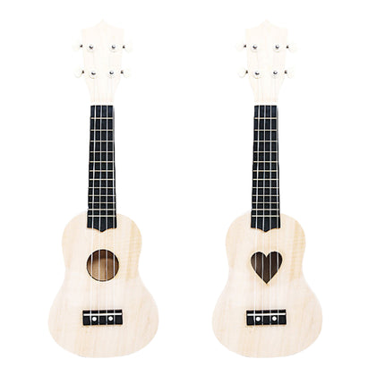DIY Ukulele Kit 21 inch Natural Wood Paint Round Heart Sound Hole Beginner