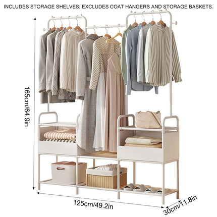 Simple Clothes Rack Steel Frame Non-Woven Fabric Durable for Bedroom Storage Use
