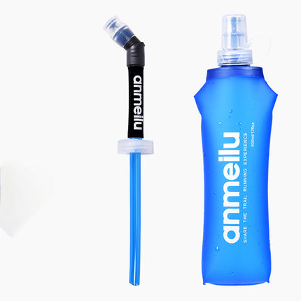 Collapsible Water Bottle 500ml Soft TPU with Straw Foldable Running Hiking