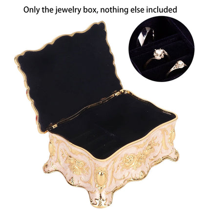 Retro Jewelry Box Trinket Organizer Alloy Crafts Ring Necklace Storage Box